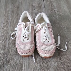MIA Pink and White Girls' Knit-Trim Sneakers